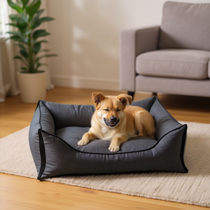 Coussin ASIENTO gris foncé 43*43 en fibre de toile, collection élégante pour animaux de compagnie - Product Image 2