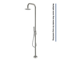 Ensemble de douche extérieure transfrontalier pour villas, piscines et centres de baignade - autoportant, à poser au sol, finition brossée, eau chaude/froide