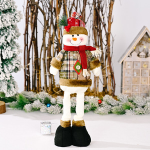 Navidad <span class=keywords><strong>Noel</strong></span> décor à la maison noël rétro neige <span class=keywords><strong>Plaid</strong></span> poupée rétractable jouets en peluche fournitures maison hôtel centre commercial poupée de noël - Product Image 5