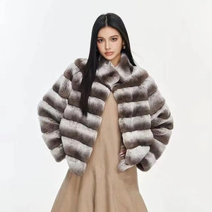 Abrigo de Piel de Lujo para Mujer, Invierno 2025, Chaqueta de Piel de Conejo Rex Genuina, Color <span class=keywords><strong>Chinchilla</strong></span>, Talla Grande, Abrigo Cálido de Invierno - Product Image 3