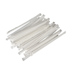 White Food Grade PP Paper Wrapped Elbow <b>Straws</b> 6x200mm <b>Disposable</b> Thickened For Milk Tea Party Use - Product Image 1