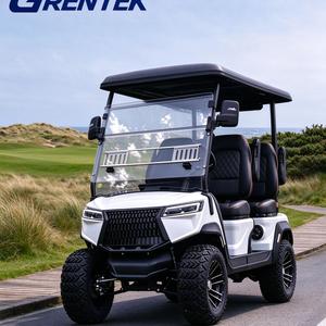 Carrito de golf eléctrico todoterreno GRENTek para 4 pasajeros con neumáticos grandes y carrocería blanca - Product Image 1