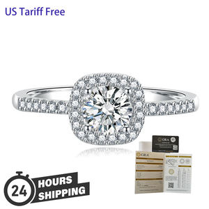 Anillo de Plata de Ley S925 con Moissanita VVs1 de 1 Quilate, Corte Redondo, Estilo Cuadrado, para Compromiso, para Mujer - Product Image 1