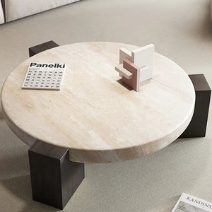 Mesa de centro de mármol de diseñador moderno nórdico para salas de estar domésticas, mesa de centro de mármol redonda para villas. - Product Image 2