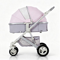 Poussette bébé réversible à position haute avec fonctions assise et couchée, poussée bidirectionnelle, absorption des chocs et pliage