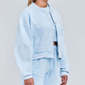 Grande taille respirant femmes recadrée veste universitaire Logo personnalisé brodé culture femmes Letterman Baseball vestes - Product Image 3