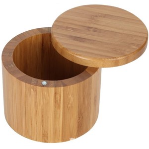 Bamboo Spice <b>Jars</b> With Magnetic Rotating Lids Airtight <b>Kitchen</b> <b>Storage</b> Containers <b>For</b> Salt Pepper Herbs - Product Image 3