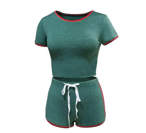 夏季定制标志性感两件套短裤套装运动服女式运动服慢跑者健身房战利品女式自行车短装女式套装 - Product Image 5