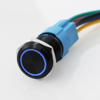 Langir 16mm étanche métal momentané RGB LED interrupteur à bouton poussoir lumineux anneau Led corps court interrupteur en métal avec câble personnalisé