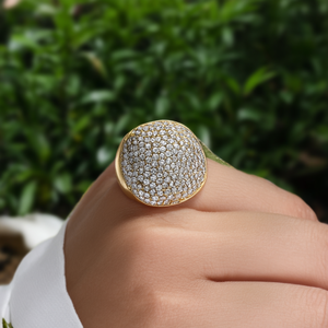 Anillo de Cristal, Acero Inoxidable 316L, Chapado en Oro PVD, Completamente Adornado con Circonitas, Joyería para Mujer - Product Image 3
