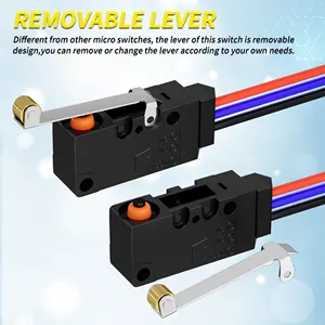 Waterproof Micro Limit Switch Hinge Lever Long Straight 10A 125 250V Micro Switch 3 Pin For Arduino Appliance And Electronic