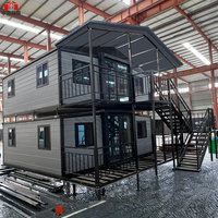 Maison conteneur en acier de luxe extensible et pliable avec étiquette personnalisée Entrepôt préfabriqué étanche Immeuble de bureaux