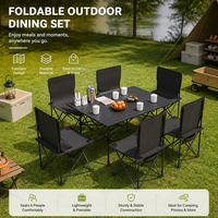 Table pliante d'extérieur - Design rectangulaire en acier au carbone pour le camping, les pique-niques, la vente ambulante - Ensemble complet portable et pliable
