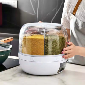 Plastic Durable <b>Portable</b> Rice & Food Grain Dispenser Moisture-Proof 6-Grid Rotating <b>Fridge</b> Storage Container Carton - Product Image 3
