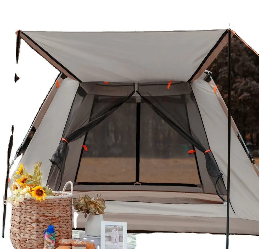 Barraca de campismo automática Quick Open Beach Rain Proof 210d Casaco Prata Contra o Sol 4 Pessoas Barraca Camping Multi Pessoa