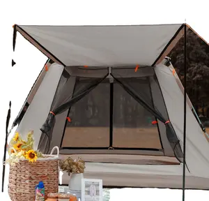 Automatic Quick Open Beach Camping Tent Rain Proof 210d Coat Silver Against Sun 4 Persons Multi Person Camping Tent
