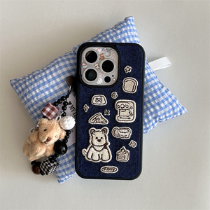 Funda de Teléfono a Prueba de Golpes con Bordado de Denim y Diseño de Cachorro West Highland para iPhone 17 Pro Max 16 15 14 para Chicas - Product Image 2
