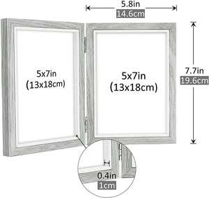 Dekorativer Faltbarer Fotorahmen Vintage Holzrahmen Hochzeits-<span class=keywords><strong>Bilderrahmen</strong></span> in Buchform mit Individuellem Logo - Product Image 2