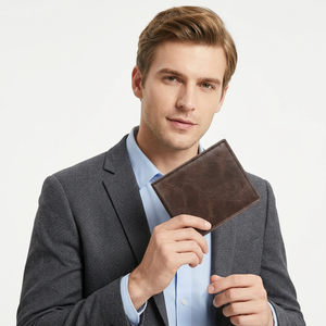 WRIZA Portefeuille pliable en cuir véritable marron vintage pour homme, portefeuille court pour usage quotidien, durable, Stylemen - Product Image 3