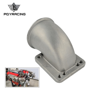 Collecteur d'échappement coudé à 90 degrés Poyracing en acier inoxydable de 3,0 à 3,5 pouces pour turbocompresseurs T3 T4 - Product Image 1