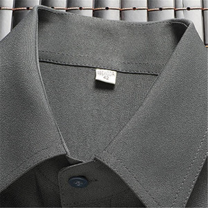 男士休闲两件套透气短袖衬衫和长裤翻领纽扣纯色针织面料夏季 - Product Image 5