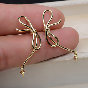 Pendientes Largos en Forma de C de Plata S925 para Mujer, con Múltiples Cuentas, 3-8 Perlas, Soporte Vacío para DIY, Accesorio de Moda - Product Image 1