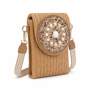 Sac bandoulière <span class=keywords><strong>en</strong></span> <span class=keywords><strong>paille</strong></span> style bohème personnalisé avec clous décoratifs pour femme, <span class=keywords><strong>pochette</strong></span> de téléphone, sac de plage – Vente <span class=keywords><strong>en</strong></span> gros - Product Image 5