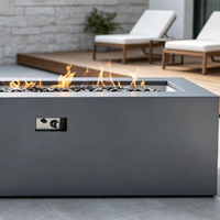 Ensemble de canapés d'extérieur avec table foyer à gaz, foyer extérieur en acier Corten, finition rouille naturelle, revêtement en poudre, certifié CE, gaz naturel