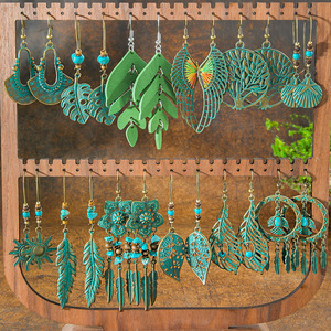 Bohemian <b>Drop</b> Earrings Alloy Antique <b>Bronze</b> Plated Plant Pattern Women's Party Fashion Dangle Earrings Set - Product Image 1