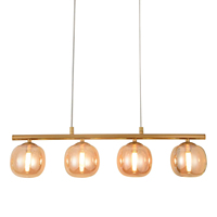 Plafonnier LED Luzete 4 lumières avec abat-jour en verre, design en fer doré, 10W, moderne, pour chambres, bureaux, hôtels, avec interrupteur