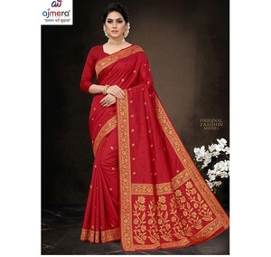 Elegante Saree de Algodón Estampado de Ajmera Fashion, Prenda Étnica Tradicional Suave y Elegante para Mujer, de Secado Rápido, para Todas las Temporadas, Ideal para Bodas - Product Image 1