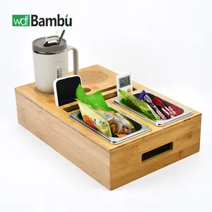 Wdf Hot Selling Couch Console Caddy Organizer Armsteun Dienblad Bamboo Couch Cup Houder Lade