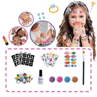 Bestseller : Ensemble de tatouages scintillants pour filles, table de maquillage simulée, jouet en métal pour 4-6 ans, en stock