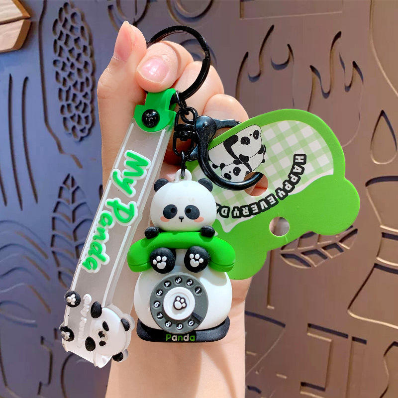 Série de cordes à main panda rotatives Hug-téléphone