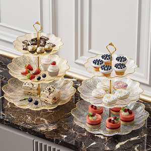 <span class=keywords><strong>Piatto</strong></span> in Plastica PET di Alta Qualità Ecologico a 3 Strati con Bordo Dorato di Lusso <span class=keywords><strong>per</strong></span> Casa, Compleanni, Matrimoni, Dessert, Frutta e Snack - Product Image 2