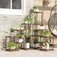 Support à plantes en bois pour l'intérieur et l'extérieur, étagère de rangement et de présentation pour le jardin, étagère à fleurs pour le salon