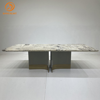 Ensemble table à manger ronde de luxe 12 places en marbre design en métal