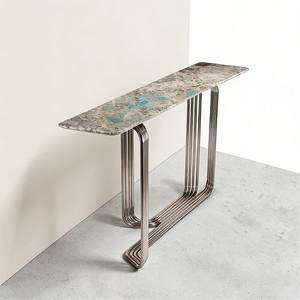 <span class=keywords><strong>Mesa</strong></span> de Entrada de Lujo para Sala de Estar con Base de Acero Inoxidable en Forma de U, Superficie de Mármol, <span class=keywords><strong>Mesa</strong></span> <span class=keywords><strong>Consola</strong></span> Moderna de Lujo - Product Image 1