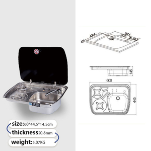 Cocina Portátil de Lujo para Camping JP, Estufa de Gas de 2 Quemadores para RV, Fregadero Combinado Plateado de Acero Inoxidable SS 304 para Vehículo - Product Image 3