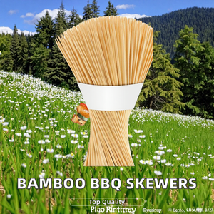 Brochetas de bambú giratorias cromadas duraderas Ecoware de China, mango de madera de 4 pulgadas, 8 pulgadas de largo, estándar de exportación Billa, para barbacoa natural - Product Image 6