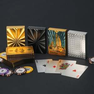 Naipes <span class=keywords><strong>de</strong></span> Póker Resistentes <span class=keywords><strong>de</strong></span> PET Dorado con Diseños Variados para Bibliotecas, Clubes <span class=keywords><strong>de</strong></span> Lectura y Eventos Sociales - Product Image 6