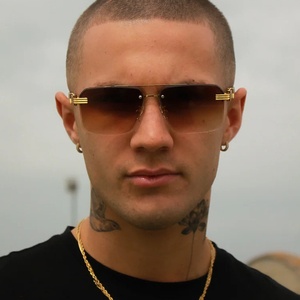 Square Double Beam Frameless Gold Metal <b>Sunglasses</b> 2025 New European and American Style Fashionable Driving <b>Sunglasses</b> - Product Image 2