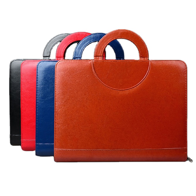 Портфель A4 из искусственной кожи на молнии, рекламные подарки с закрытым кольцом, новая модная Роскошная деловая тетрадь в твердом переплете
