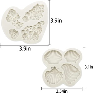 Molde de silicona de grado alimenticio con temática marina, forma de algas marinas, coral, concha y cangrejo, herramientas de repostería DIY para decoración de pasteles y galletas - Product Image 3