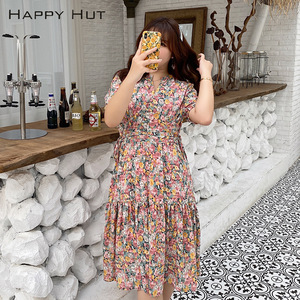 Happy Hut Robe à imprimé floral pour femme, taille élastique, tenue de plage d'été N7467 - Product Image 2