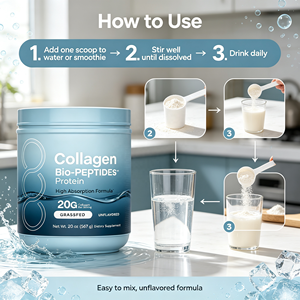 Poudre de collagène de bœuf nourri à l'herbe, enrichie en <span class=keywords><strong>18</strong></span> acides aminés essentiels, complément protéiné de qualité supérieure pour adultes - Product Image 3
