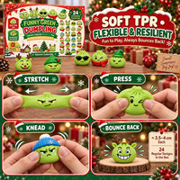 Calendrier de l'Avent de Noël avec 24 Squishies, 24 Jours de Compte à Rebours, Mini Jouets Squishy en Forme de Raviolis de Dessin Animé, Cadeaux pour Enfants et Adultes
