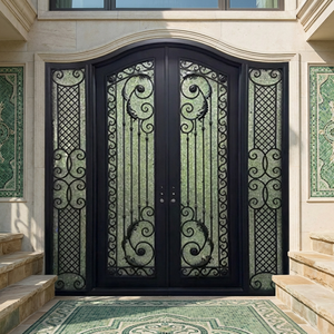 <span class=keywords><strong>Porte</strong></span> d'entrée double en fer forgé, <span class=keywords><strong>porte</strong></span> en acier, <span class=keywords><strong>porte</strong></span> de sécurité en métal - Product Image 4