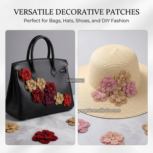 Raffinata Applicazione Floreale 3D a Doppio Strato con Strass, 8 cm |    Toppe in tessuto non tessuto per abiti fai da te, borse e accessori moda - Product Image 3