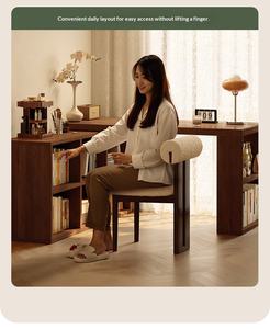 <span class=keywords><strong>Bureau</strong></span> double en bois massif, table d'étude à domicile pour adultes, table longue de chambre à coucher, armoire de rangement intégrée, <span class=keywords><strong>bureau</strong></span> d'ordinateur rétractable - Product Image 4